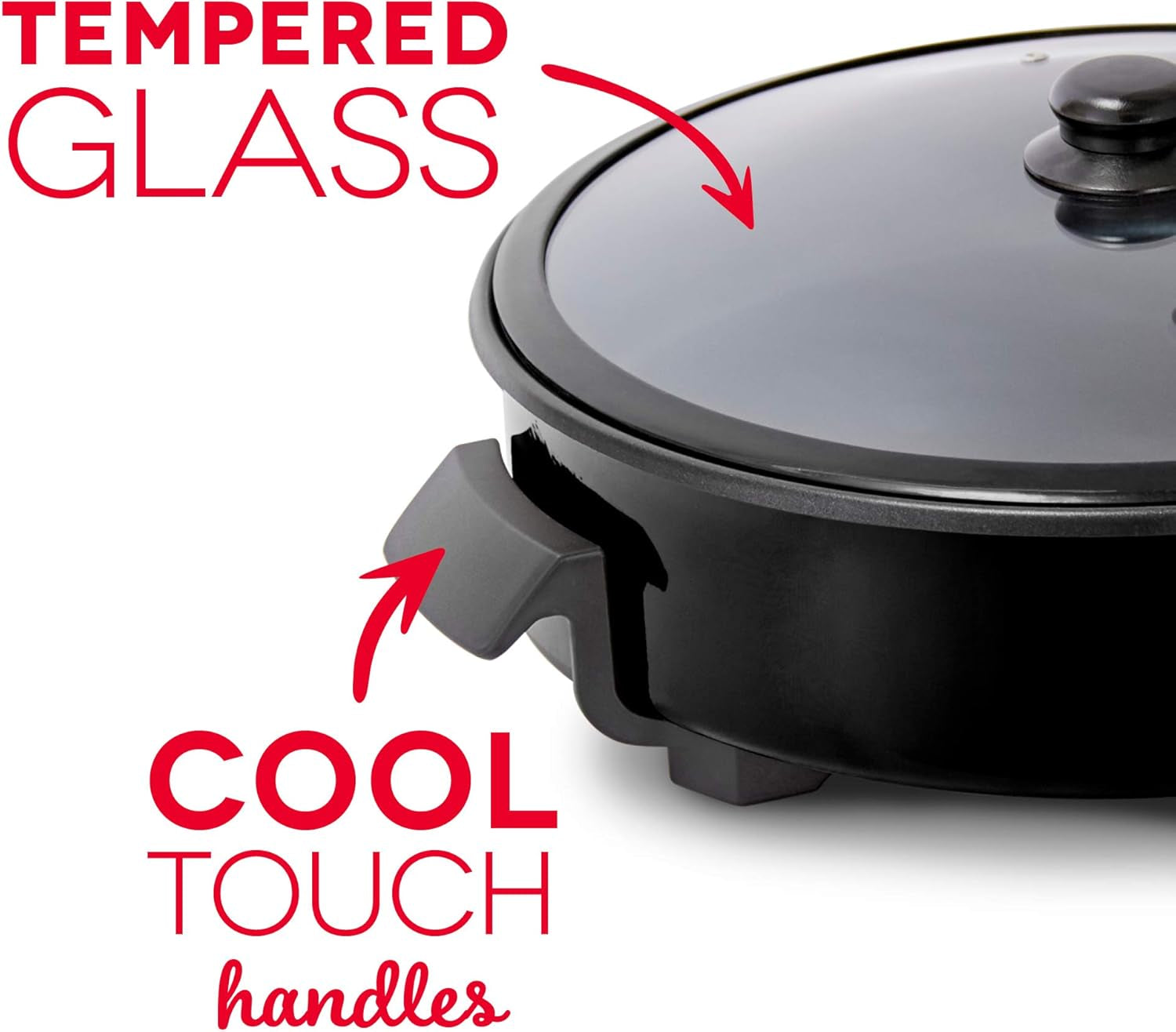 Dash Family Size Electric Skillet with 14 Inch Nonstick Surface + Recipe Book for Pizza, Burgers, Cookies, Fajitas, Breakfast & More, 20 Cup Capacity, 1400-Watt - Black