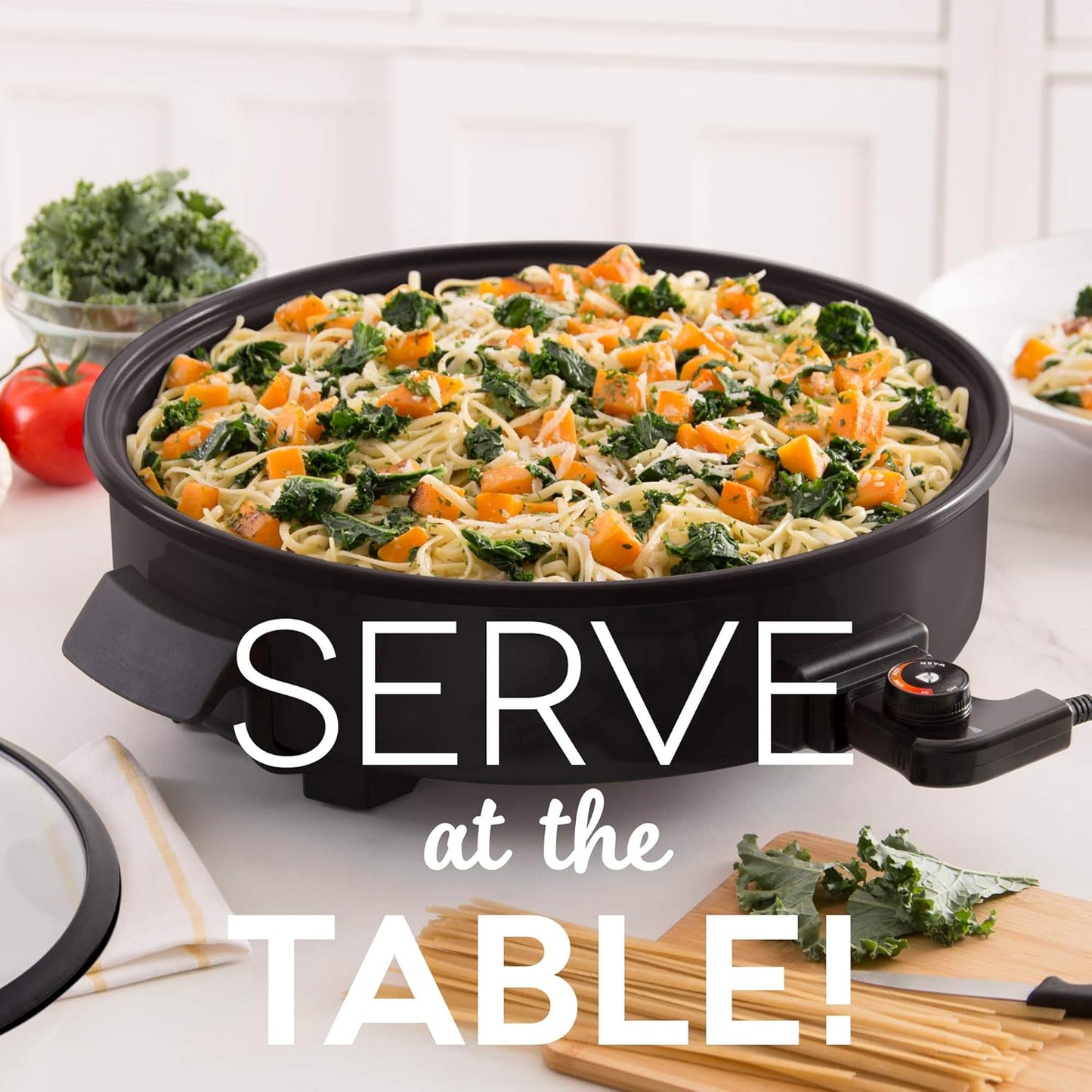 Dash Family Size Electric Skillet with 14 Inch Nonstick Surface + Recipe Book for Pizza, Burgers, Cookies, Fajitas, Breakfast & More, 20 Cup Capacity, 1400-Watt - Black